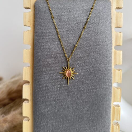 Golden Aura Pink Sun Necklace
