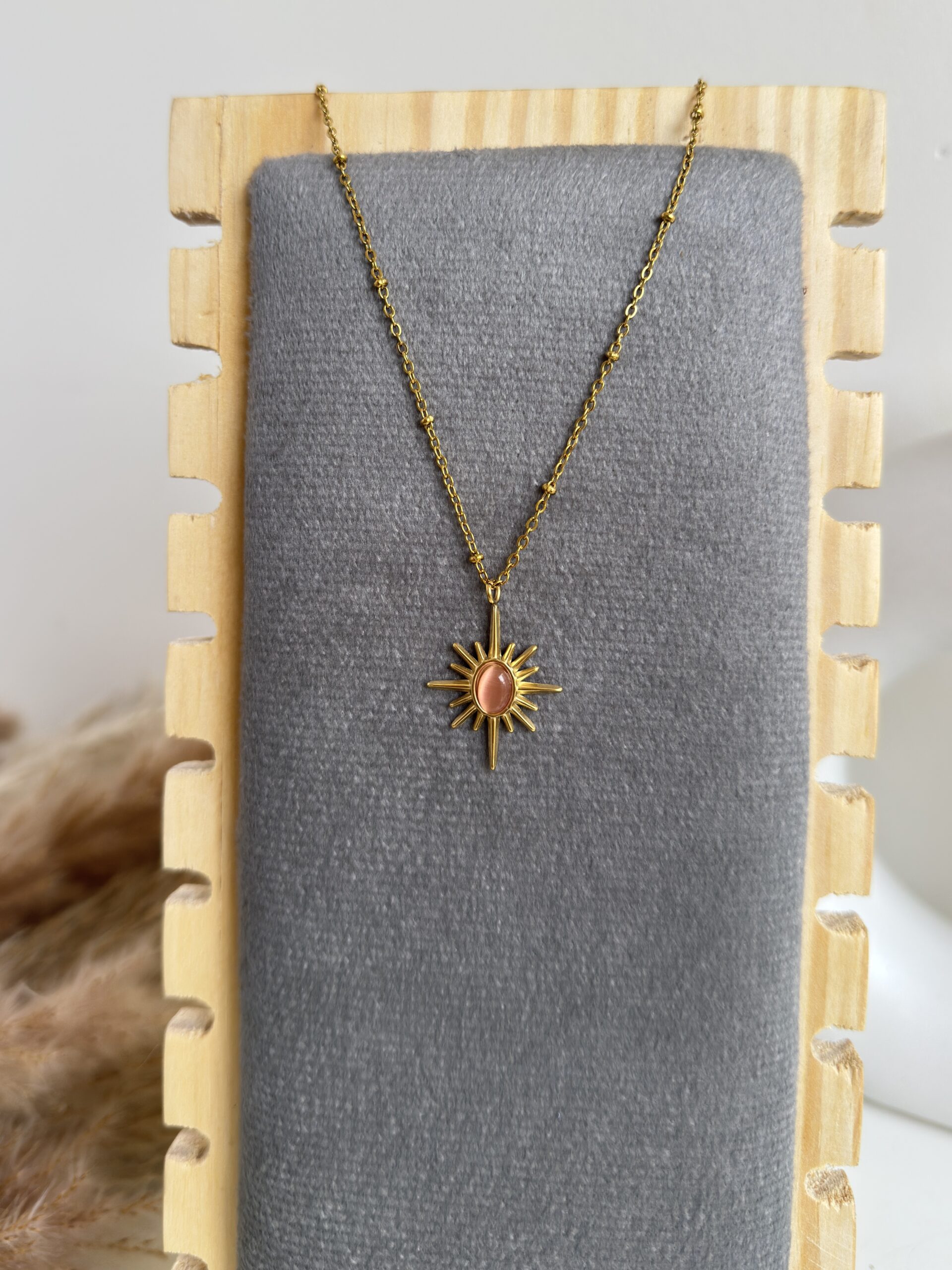 Golden Aura Pink Sun Necklace