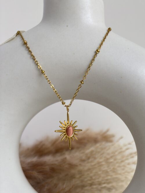 Golden Aura Pink Sun Necklace