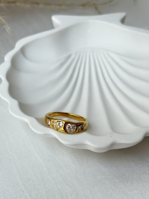 Golden Heart Charm Ring