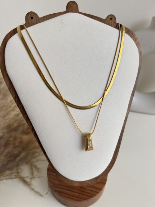 White Stone Layered Necklace