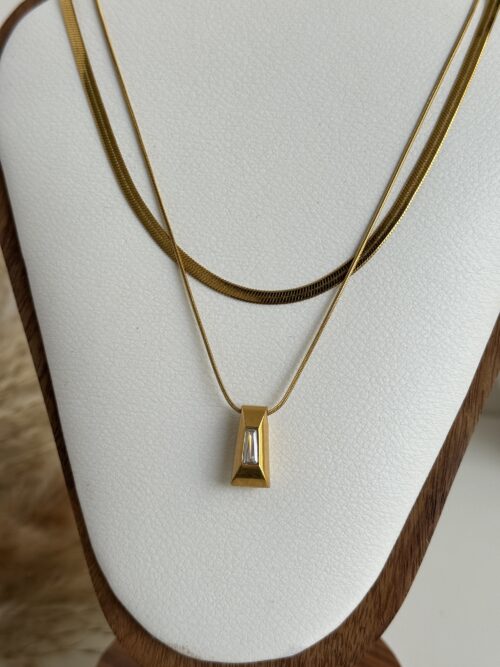 White Stone Layered Necklace