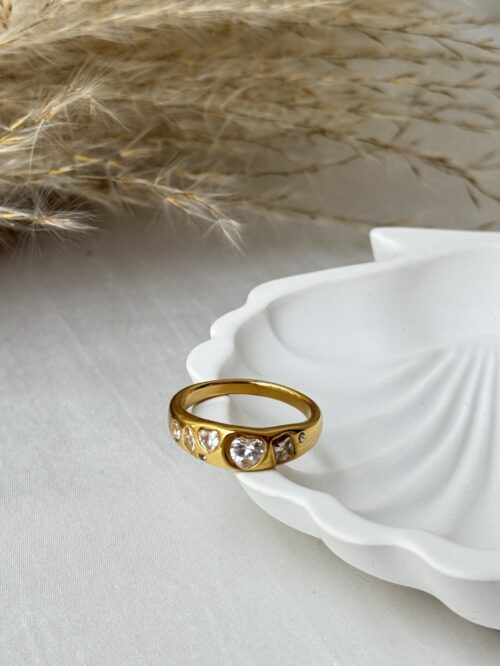 Golden Heart Charm Ring