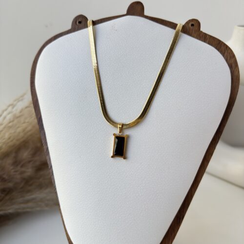 Calm Black Bar Necklace