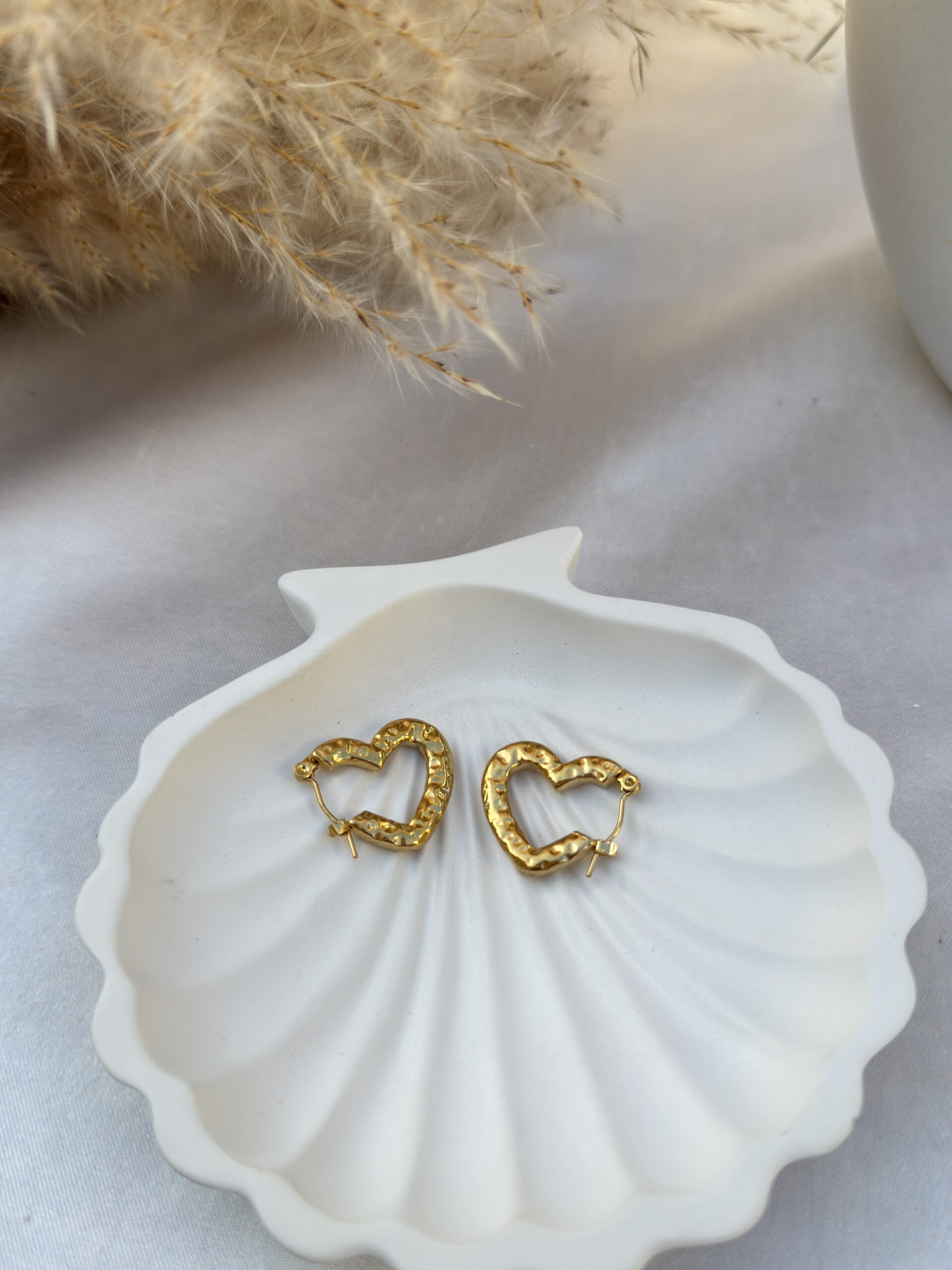 Textured Heart Hoops