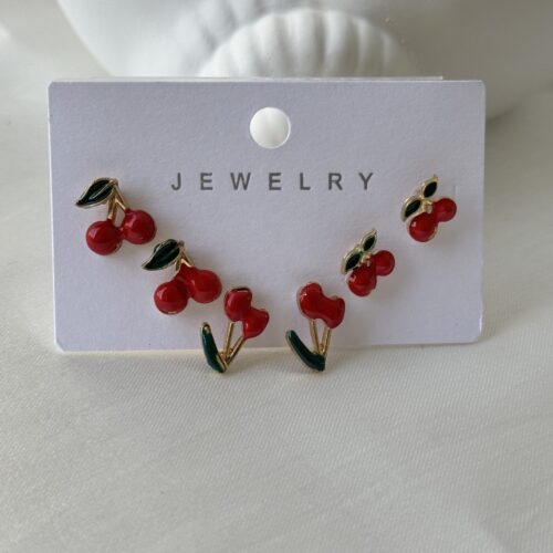 Cherry Charm Earring Set