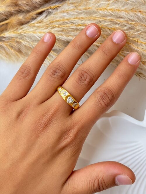 Golden Heart Charm Ring