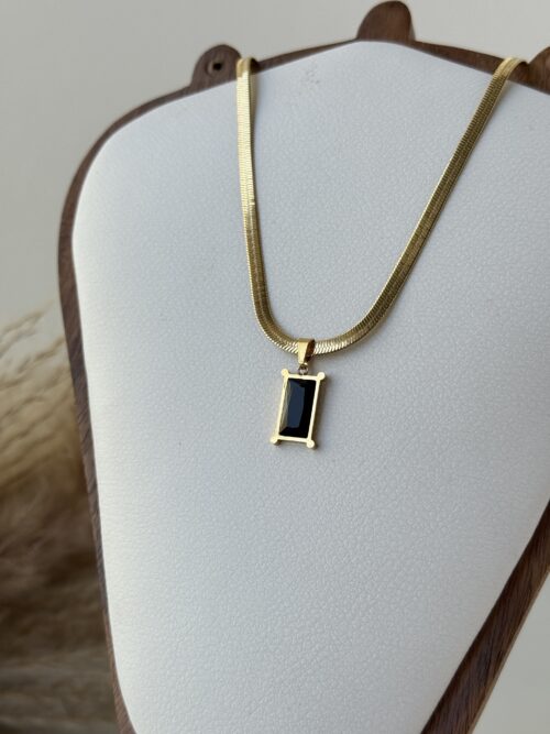 Calm Black Bar Necklace