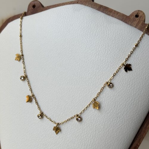 Autumn Spark Leaf Necklace