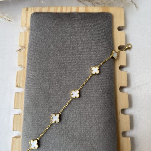 Delicate Ivory Clover Bracelet
