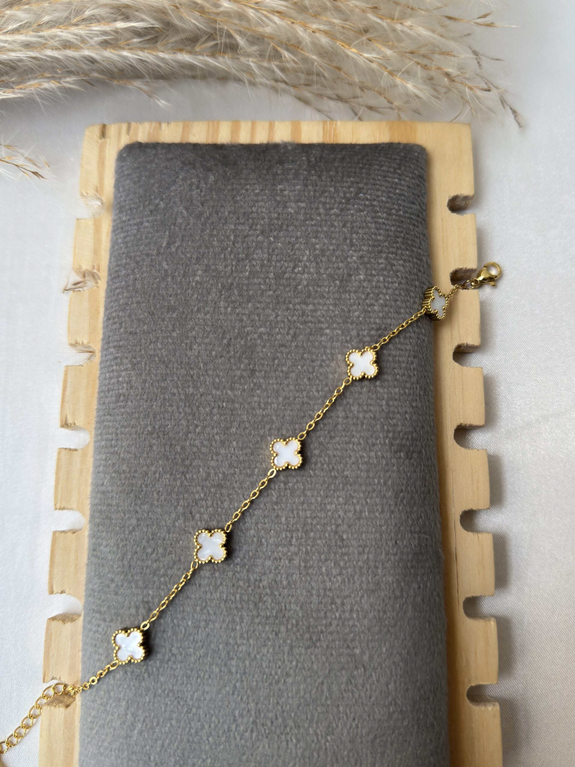 Delicate Ivory Clover Bracelet