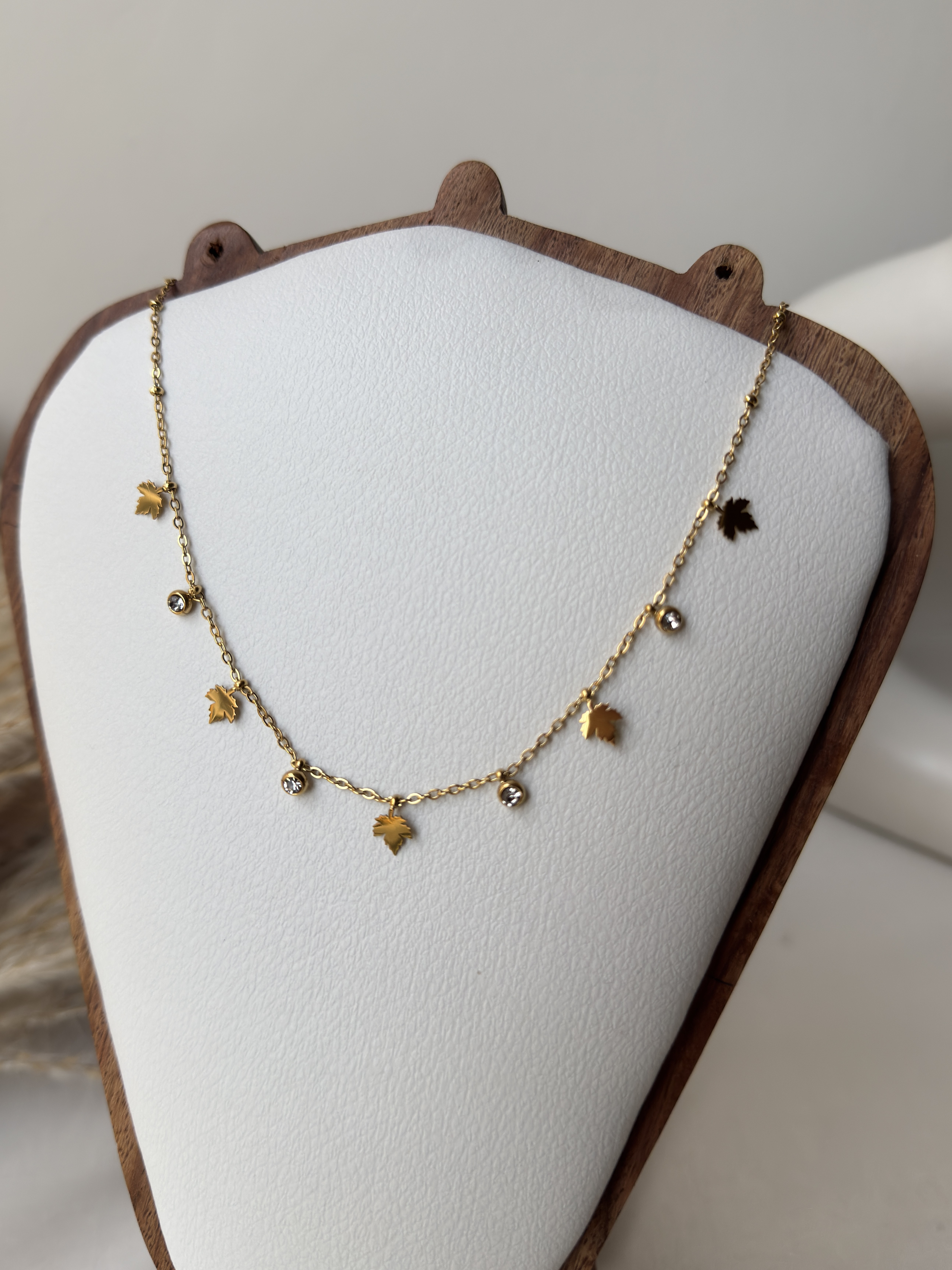 Autumn Spark Leaf Necklace