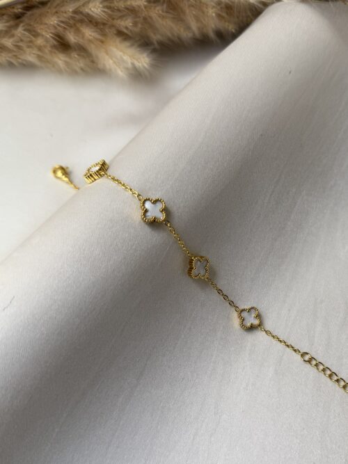 Delicate Ivory Clover Bracelet