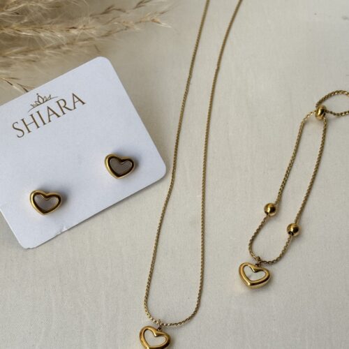 Golden Mini Heart Jewellery Set