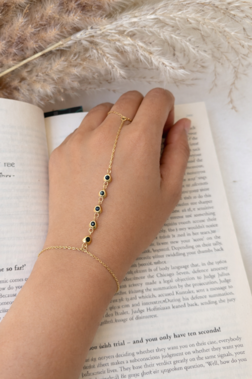 Midnight Green Dots Handchain