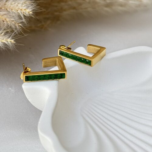 Emerald Angle Earrings