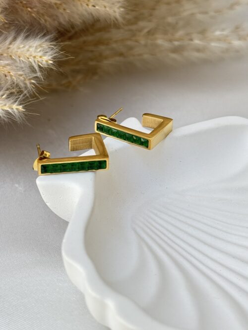 Emerald Angle Earrings