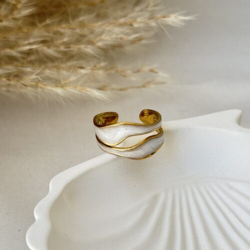 Adjustable Golden Wave Ring