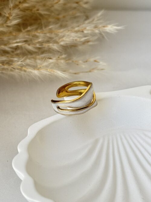 Adjustable Golden Wave Ring