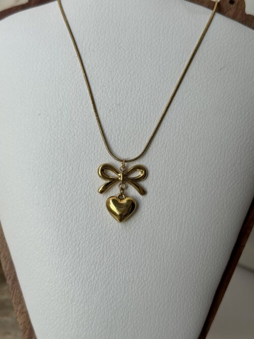 Bow Heart Necklace