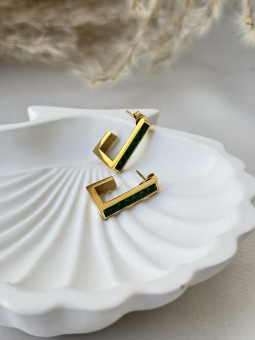 Emerald Angle Earrings