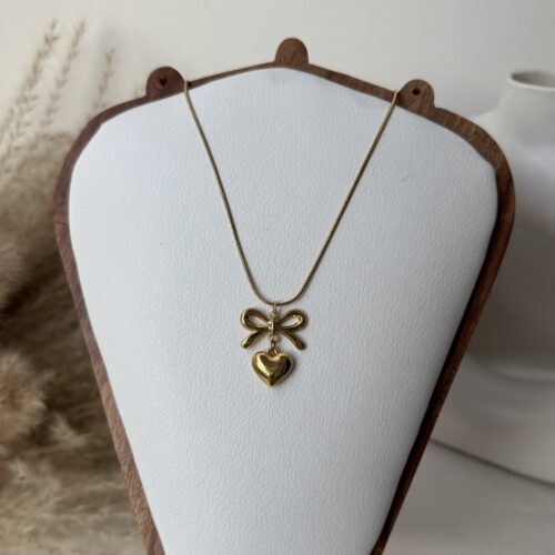 Bow Heart Necklace