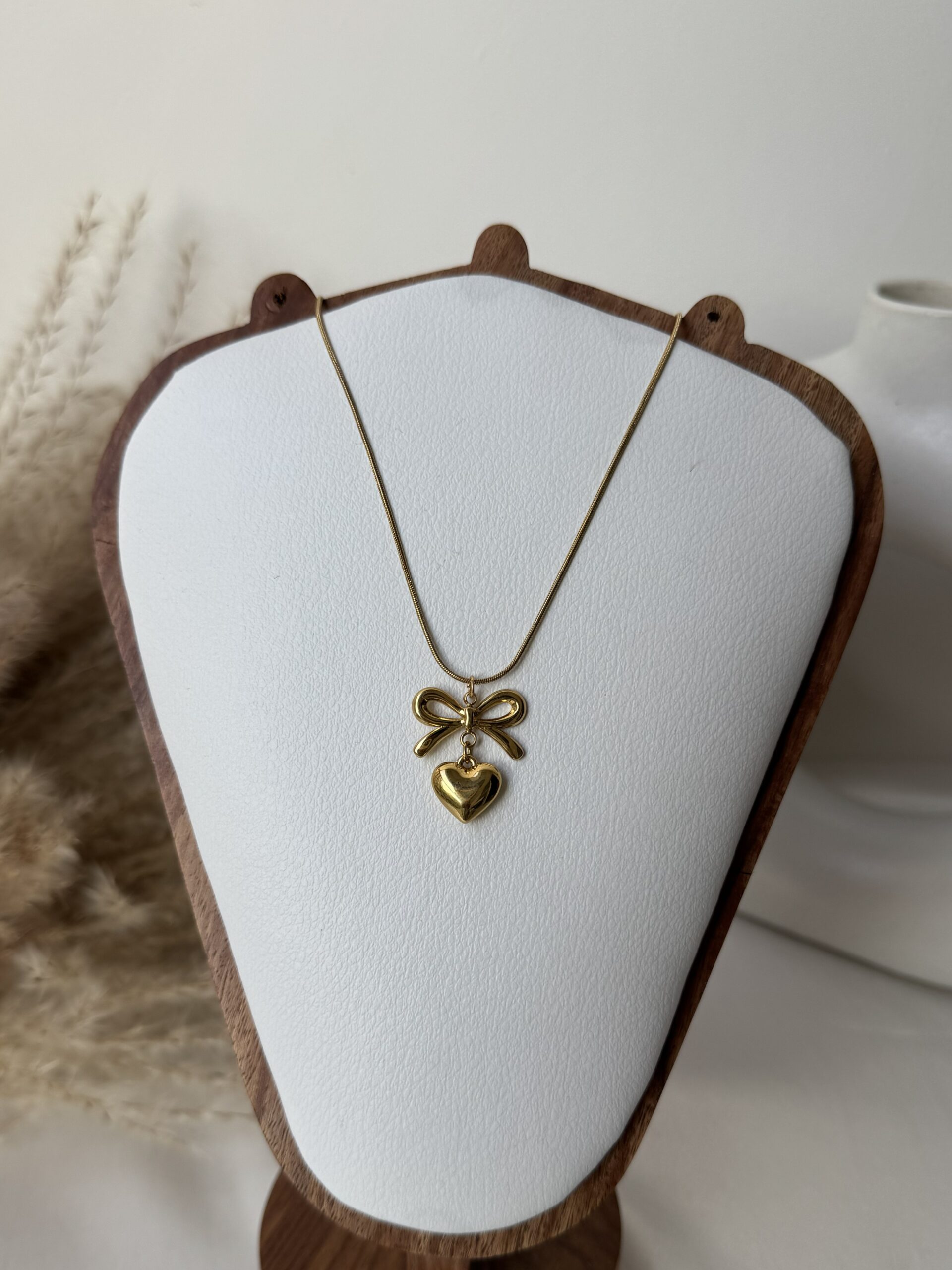 Bow Heart Necklace