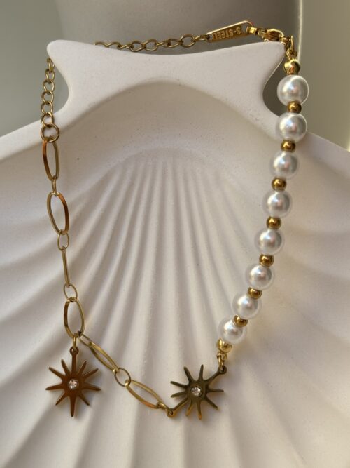 Sun & Pearl Charm Bracelet