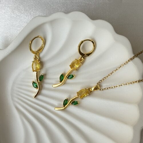 Honey Tulip Necklace Jewellery Set