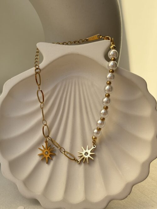 Sun & Pearl Charm Bracelet